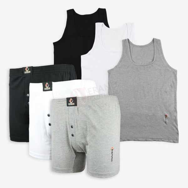 ESPIRO Lot 3x3 Caleçons-Débardeurs 100% Coton