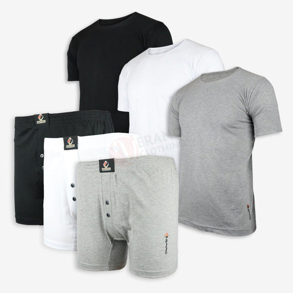 ESPIRO Lot 3x3 Tshirts-Caleçons 100% Coton