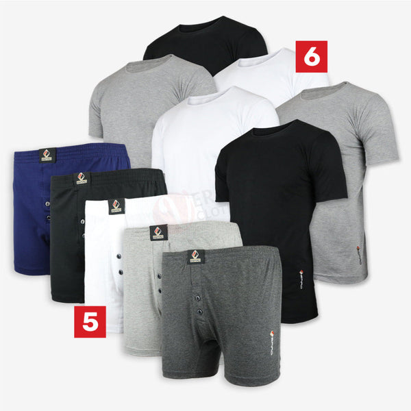 ESPIRO Lot 5 Caleçons + 6 Tshirts 100% Coton