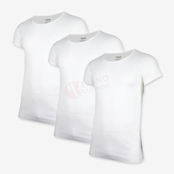 DICE Lot 3 T-shirts Blanc 100% Coton
