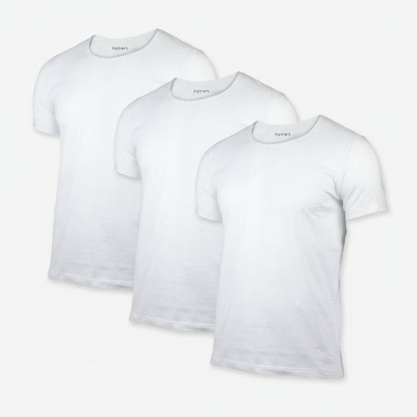 PARTNERS Lot 3 T-shirts Blanc 100% Coton