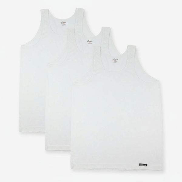 TOUBKAL Lot 3 Débardeurs Blanc 100% Coton